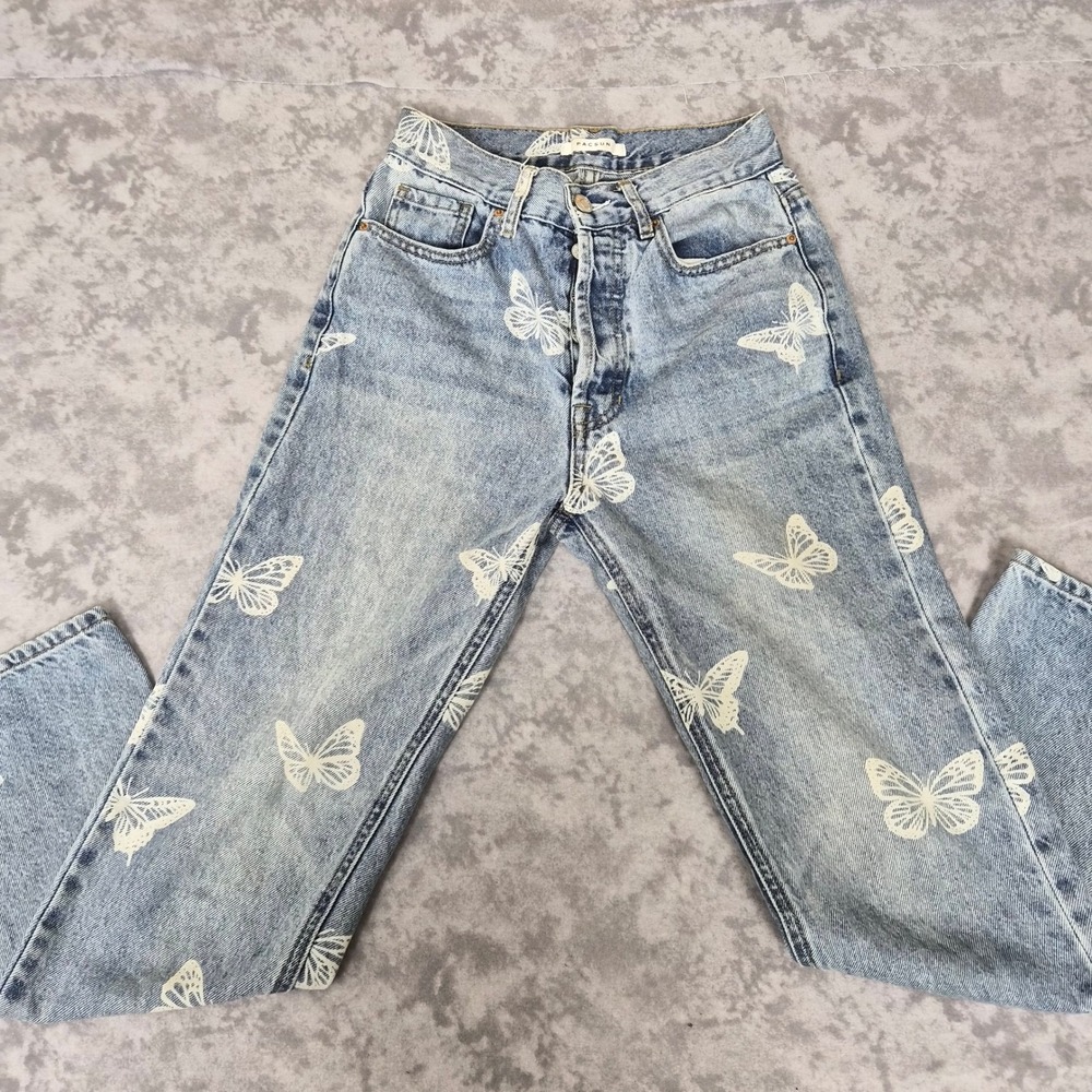 PacSun Y2K Butterfly Print Jeans Womens 24 Coquette Fairy Cottagecore Whimsical
